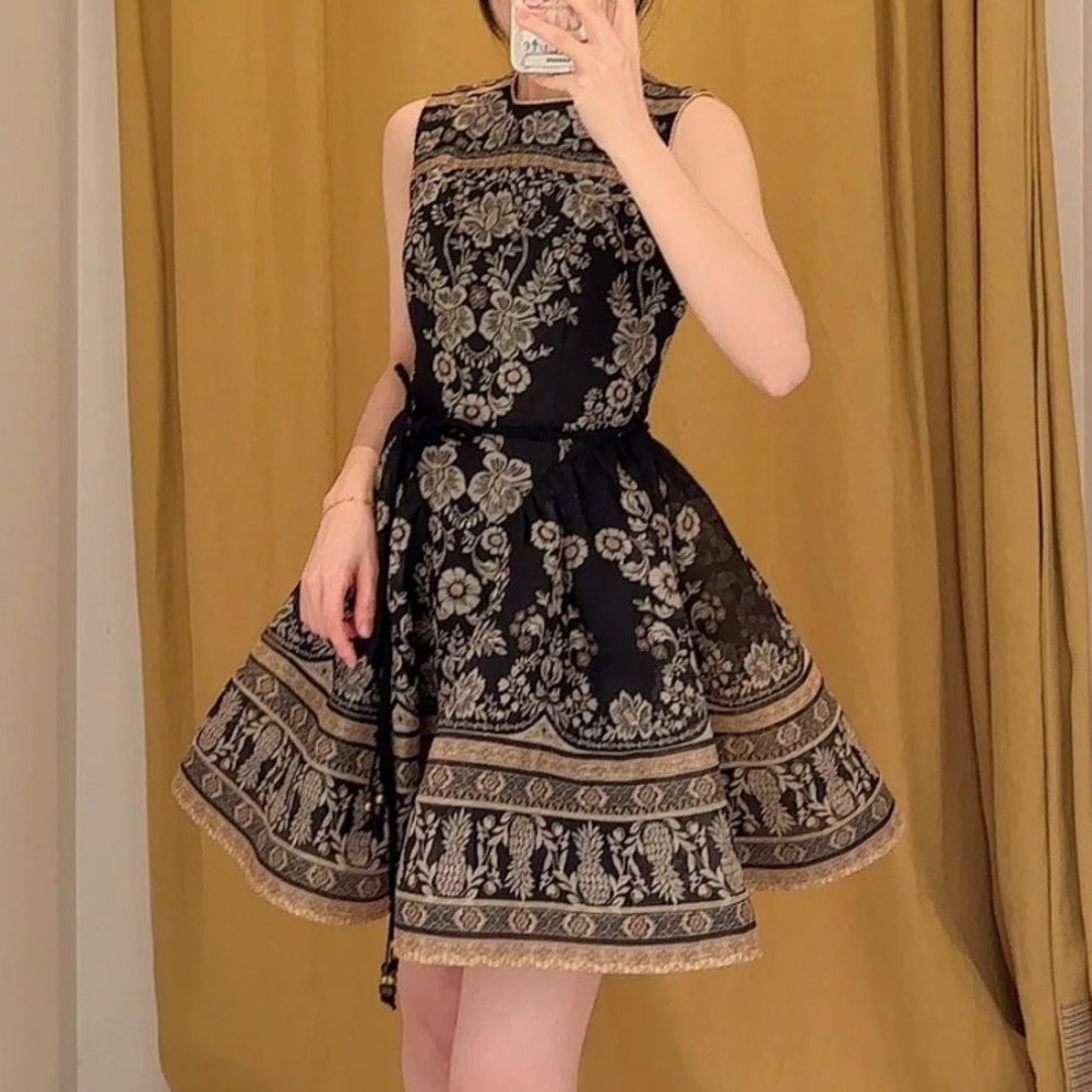 Zimmermann belted floral-print linen and silk-blend organza mini dress Size 0 - Picture 8 of 8